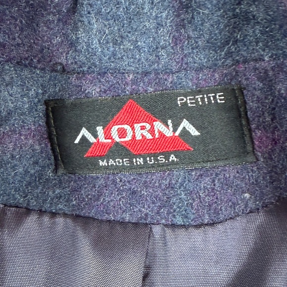 Vintage Alorna Purple Grey Plaid Long Wool Coat Women’s L/XL Union Made in USA - Picture 6 of 11